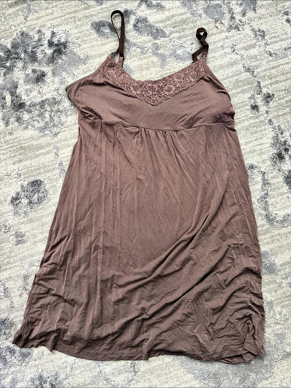 GAP Lace Trim Maternity Nursing Modal PJ dress in Brown Like New